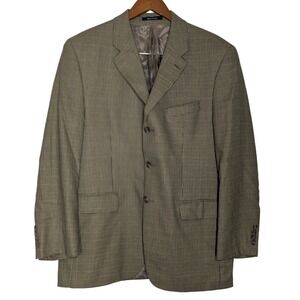 Chaps Ralph Lauren Houndstooth Blazer Silk Wool Blend Mens Size 42 R
